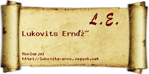 Lukovits Ernő névjegykártya